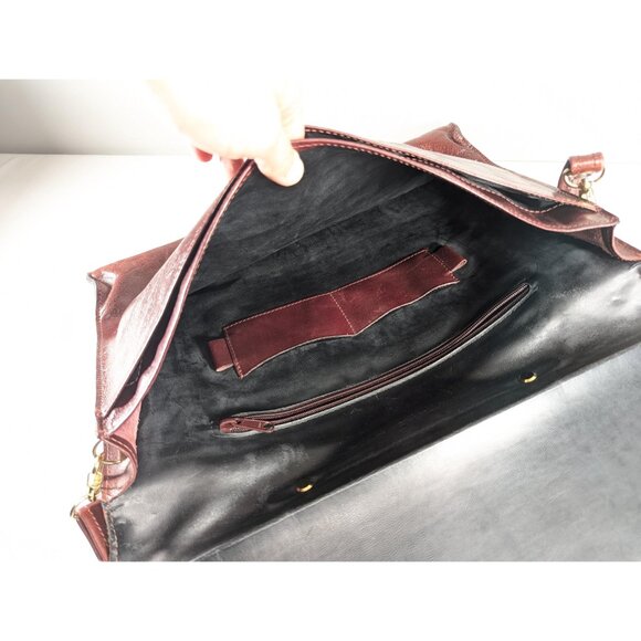 1970s Italian leather attache briefcase by Renwick Canada, Chestnut brown - Picture 5 of 10